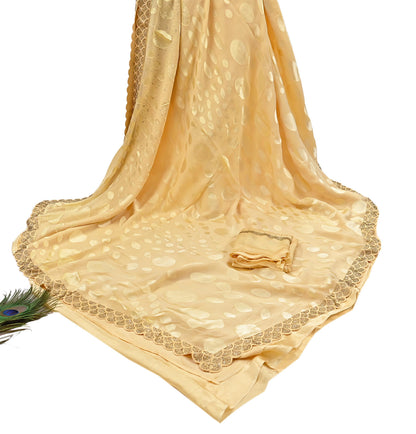 Rare Vintage Yellow Pure Chiffon Silk Saree Hand Embroidered Brasso Fabric 6 Yard Sari Bollywood Party Wear Ethnic Saree with Blouse Fabric