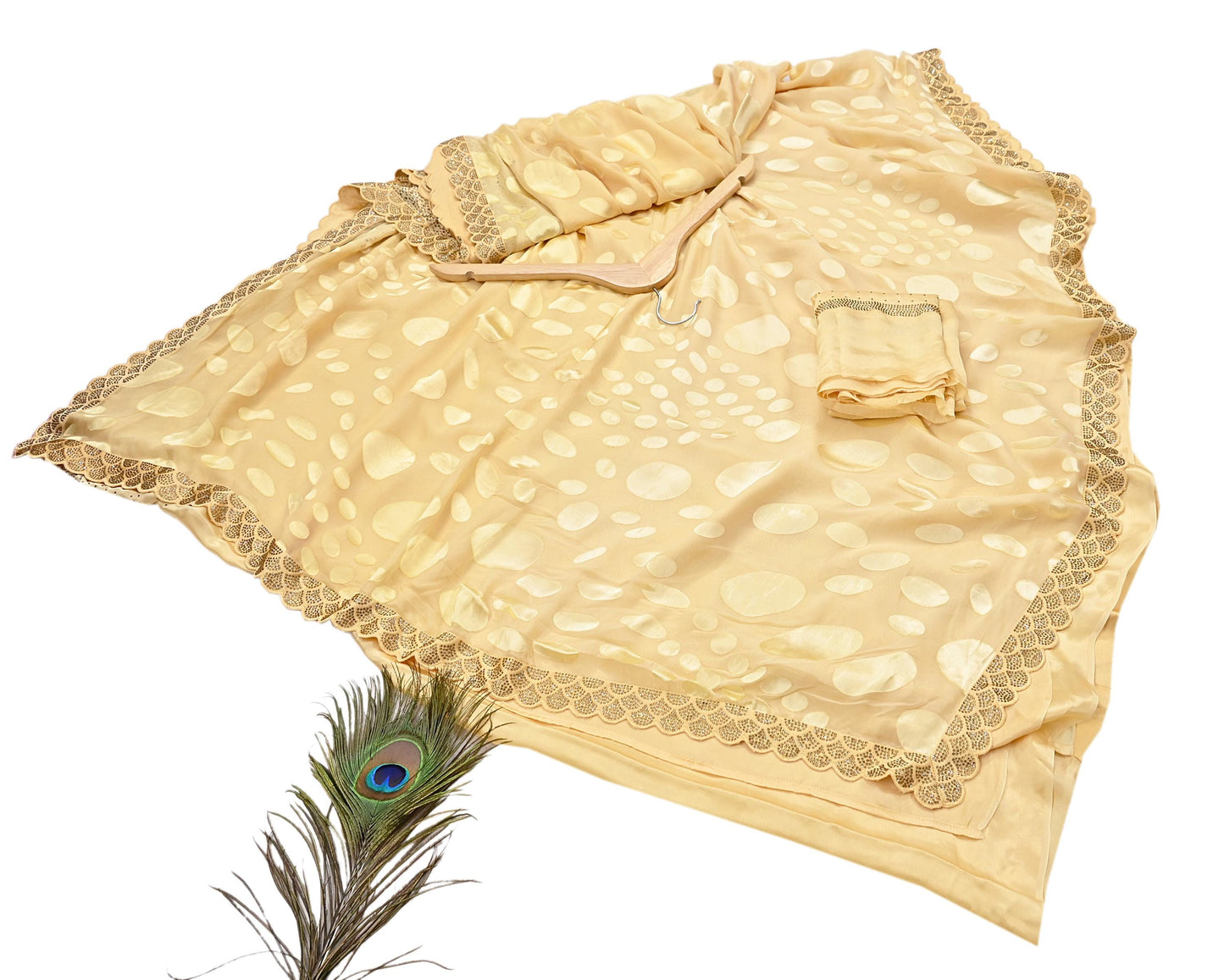 Rare Vintage Yellow Pure Chiffon Silk Saree Hand Embroidered Brasso Fabric 6 Yard Sari Bollywood Party Wear Ethnic Saree with Blouse Fabric