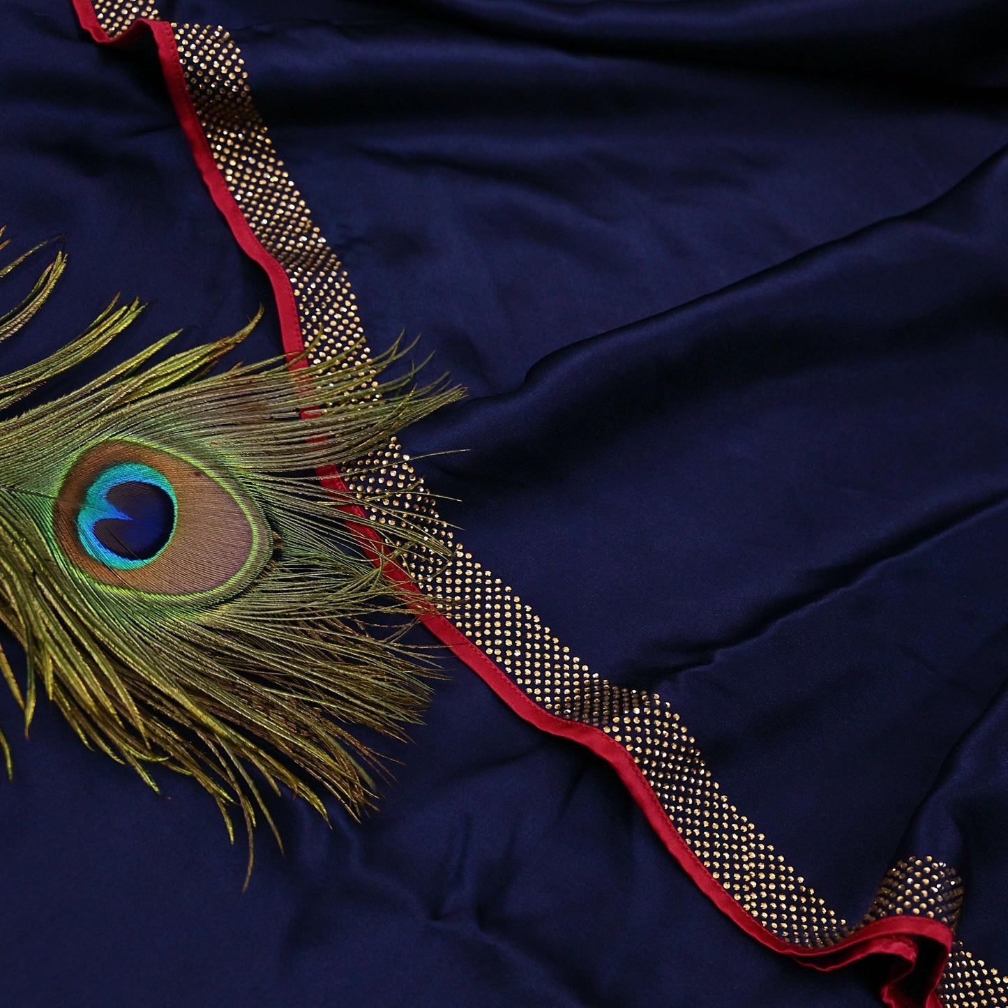 Rare Vintage Blue Pure Satin Silk Saree Hand Embroidered Fabric 6 Yards Sari Bollywood Party Wear Ethnic Designer Saree