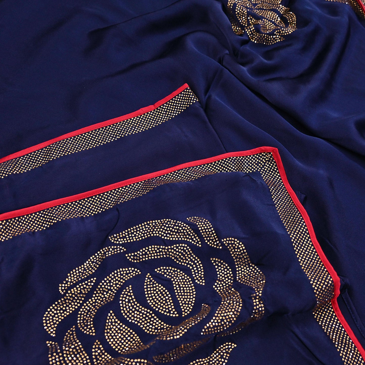 Rare Vintage Blue Pure Satin Silk Saree Hand Embroidered Fabric 6 Yards Sari Bollywood Party Wear Ethnic Designer Saree