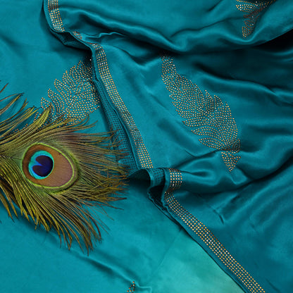 Rare Vintage Golden & Green Pure Satin Silk Saree Hand Embroidered Fabric 6 Yards Sari Bollywood Party Wear Ethnic Designer Saree