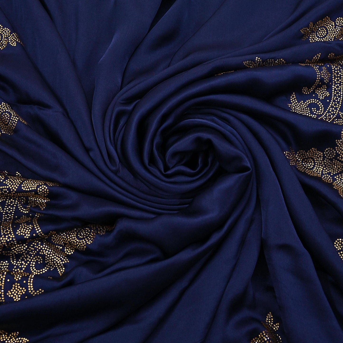 Rare Vintage Blue Pure Satin Silk Saree Hand Embroidered Fabric 6 Yards Sari Bollywood Party Wear Ethnic Saree with padded Blouse size 38"