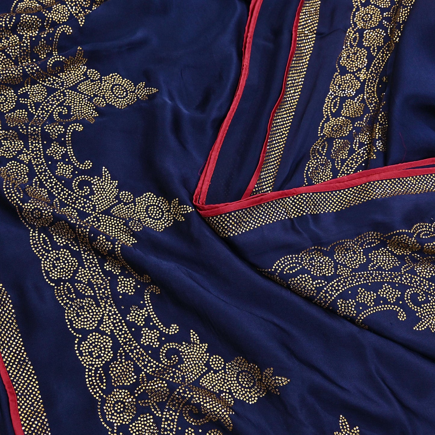 Rare Vintage Blue Pure Satin Silk Saree Hand Embroidered Fabric 6 Yards Sari Bollywood Party Wear Ethnic Saree with padded Blouse size 38"