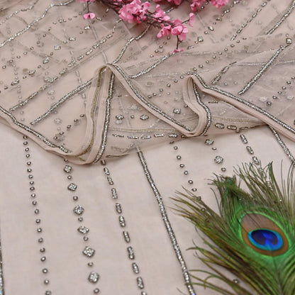 Vintage Pink Net Saree Heavy Hand Embroidery 6 Yards Soft Mesh Fabric Ideal for Crafting Wedding Wear Bollywood sarees