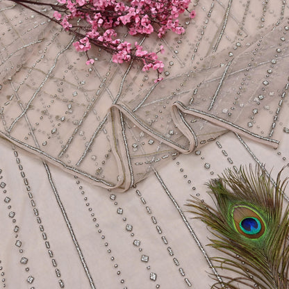 Vintage Pink Net Saree Heavy Hand Embroidery 6 Yards Soft Mesh Fabric Ideal for Crafting Wedding Wear Bollywood sarees