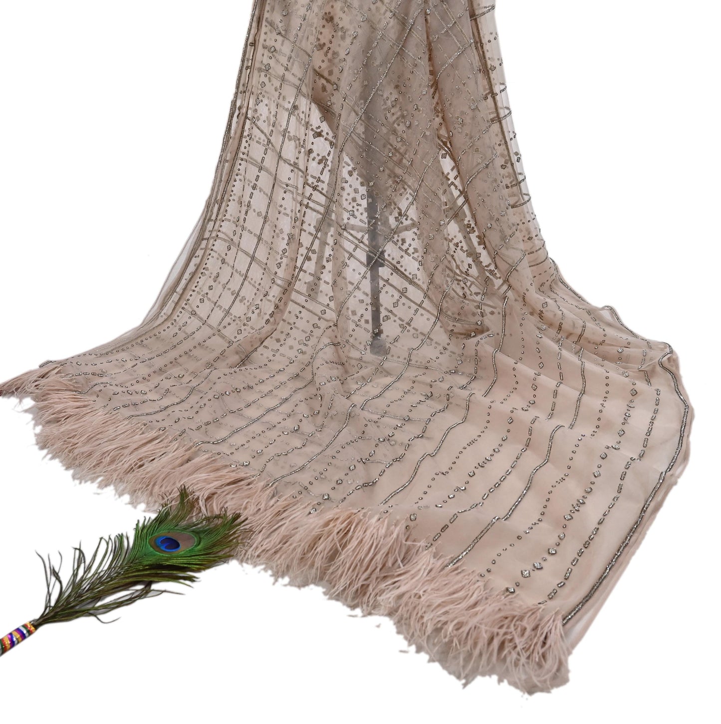 Vintage Pink Net Saree Heavy Hand Embroidery 6 Yards Soft Mesh Fabric Ideal for Crafting Wedding Wear Bollywood sarees