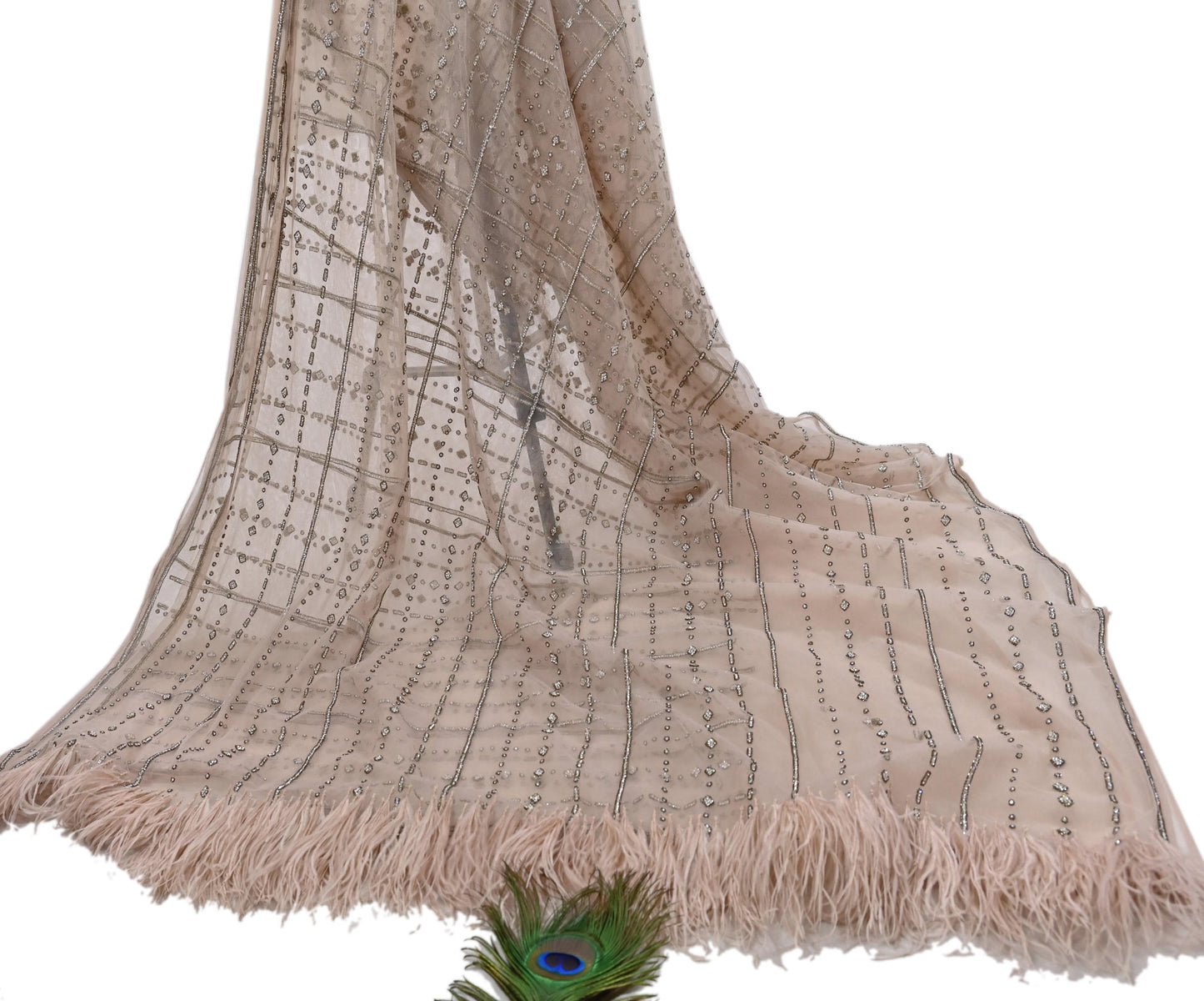 Vintage Pink Net Saree Heavy Hand Embroidery 6 Yards Soft Mesh Fabric Ideal for Crafting Wedding Wear Bollywood sarees
