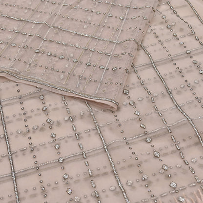Vintage Pink Net Saree Heavy Hand Embroidery 6 Yards Soft Mesh Fabric Ideal for Crafting Wedding Wear Bollywood sarees