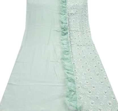 Vintage Green Satin Silk & Net Saree Heavy Hand Embroidery 5.5 Yards Soft Mesh Fabric Ideal for Crafting Wedding Wear Bollywood sarees