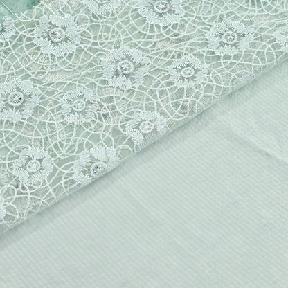 Vintage Green Satin Silk & Net Saree Heavy Hand Embroidery 5.5 Yards Soft Mesh Fabric Ideal for Crafting Wedding Wear Bollywood sarees