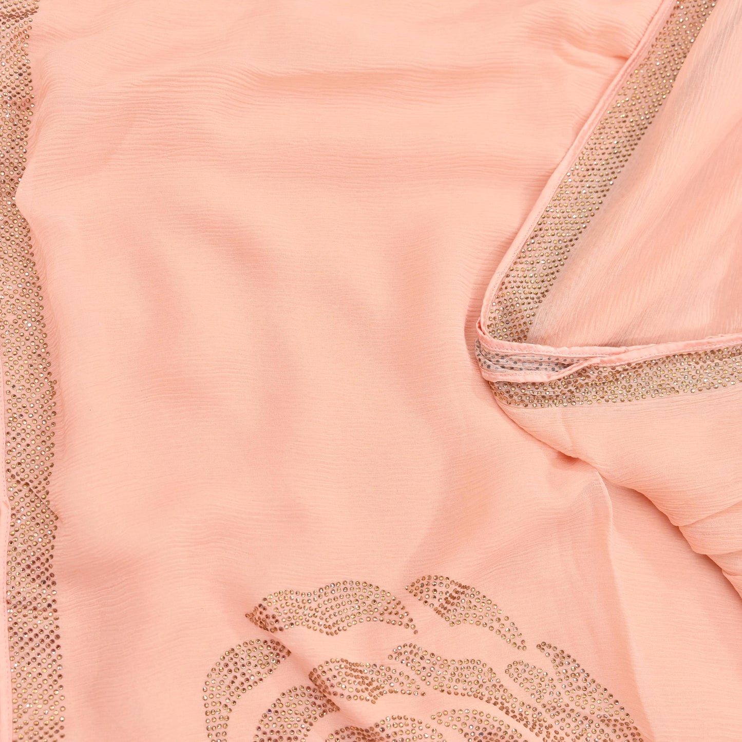 Rare Vintage Peach Pure Chiffon Silk Saree Hand Embroidered Fabric 6 Yards Sari Bollywood Party Wear Ethnic saree