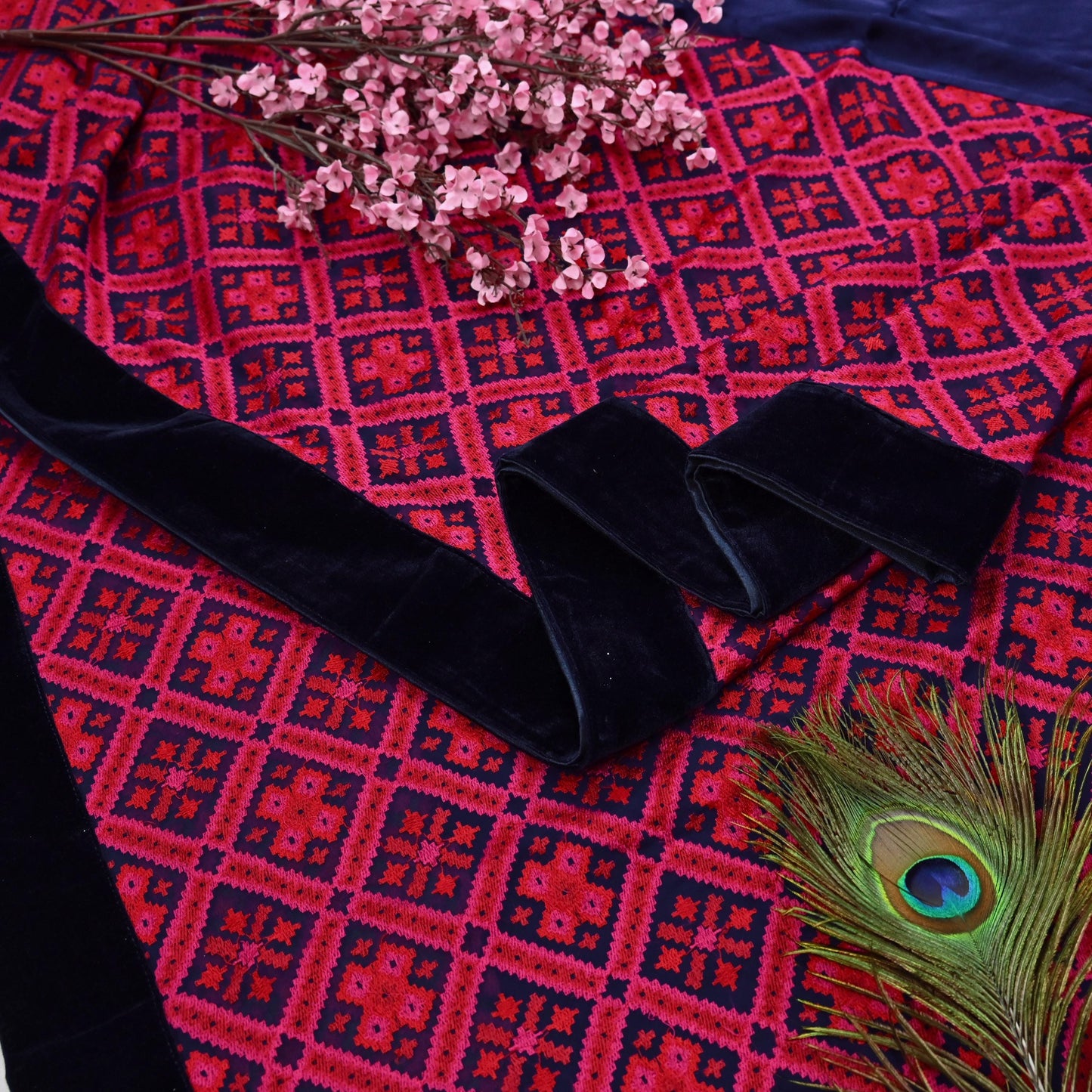 Rare Vintage Blue Georgette & Satin Silk Saree Embroidered Fabric 6 Yard Sari Bollywood Party Wear Designer Saree with blouse fabric