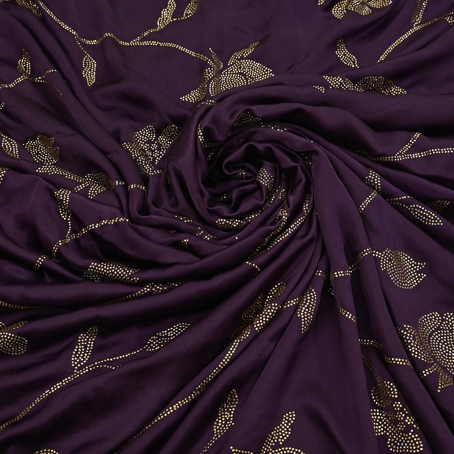 Rare Vintage Purple Pure Satin Silk Saree Hand Embroidered Fabric 5.5 Yards Sari Bollywood Party Wear Ethnic Designer Saree