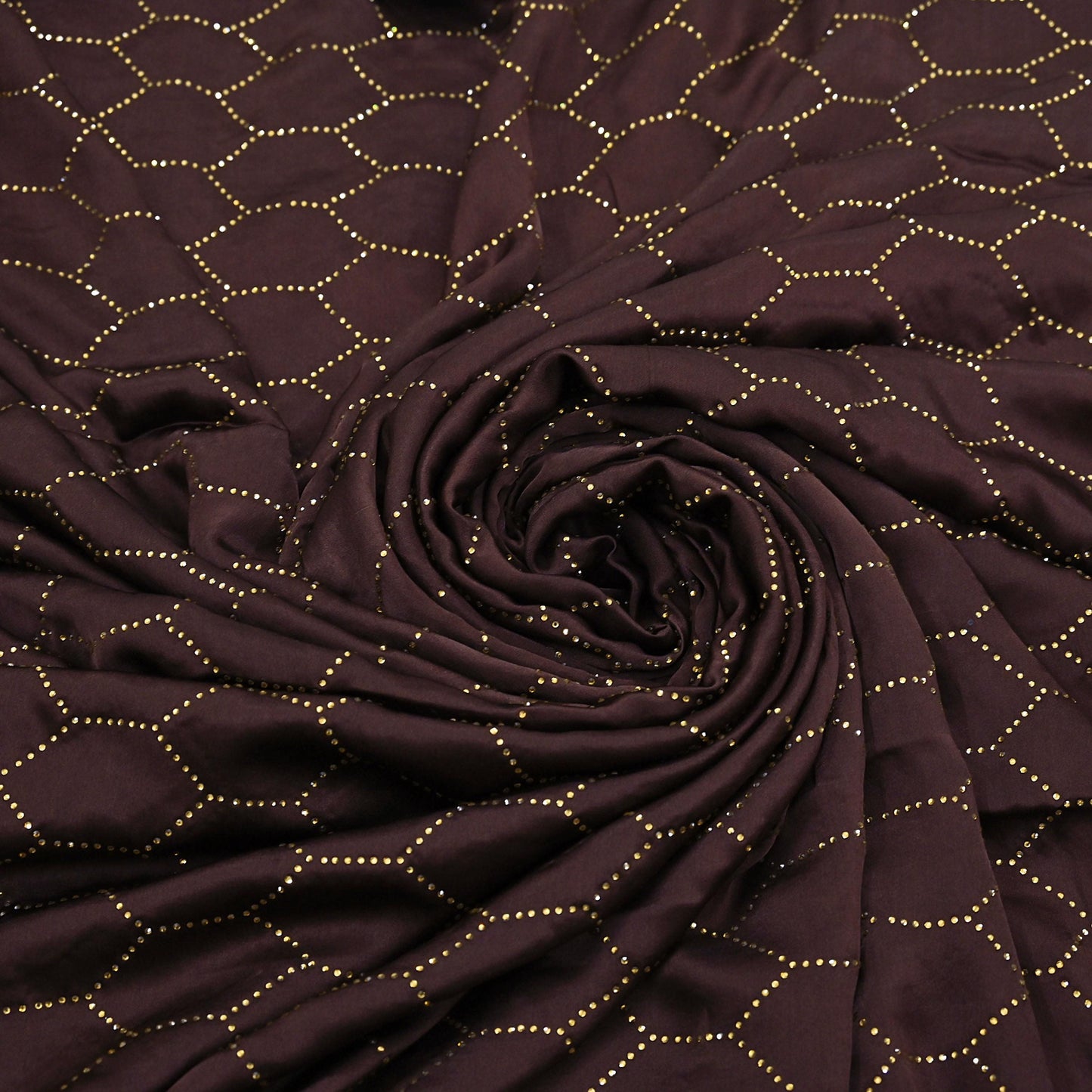 Rare Vintage Brown Pure Satin Silk Saree Hand Embroidered Fabric 5.5 Yards Sari Bollywood Party Wear Ethnic Designer Saree