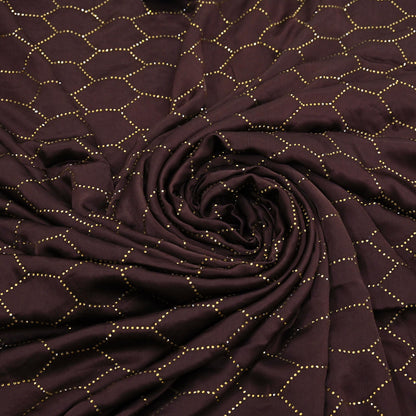 Rare Vintage Brown Pure Satin Silk Saree Hand Embroidered Fabric 5.5 Yards Sari Bollywood Party Wear Ethnic Designer Saree