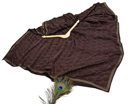 Rare Vintage Brown Pure Satin Silk Saree Hand Embroidered Fabric 5.5 Yards Sari Bollywood Party Wear Ethnic Designer Saree
