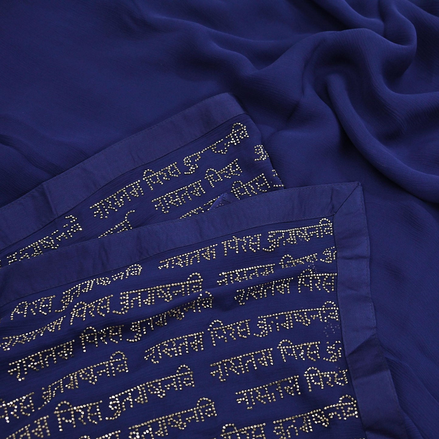 Rare Vintage Sea Blue Pure Chiffon Silk Saree Hand Embroidered Fabric 6 Yards Sari Bollywood Party Wear Ethnic saree With Blouse Fabric