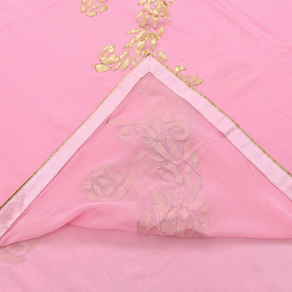 Rare Vintage Pink Pure Chiffon Silk Saree Hand Embroidered Fabric 6 Yards Sari Bollywood Party Wear Ethnic saree
