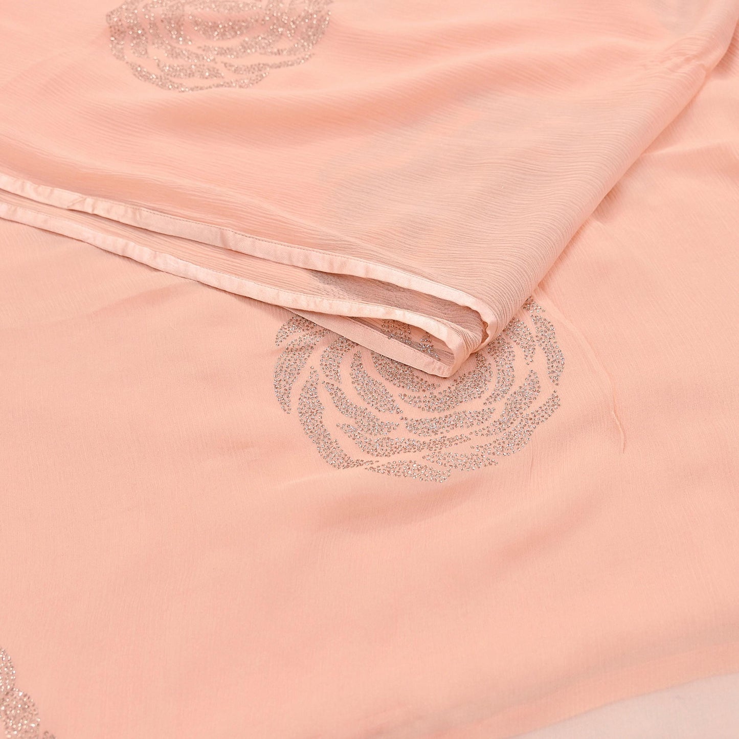 Rare Vintage Peach Pure Chiffon Silk Saree Hand Embroidered Fabric 6 Yards Sari Bollywood Party Wear Ethnic saree With Satin Blouse Fabric