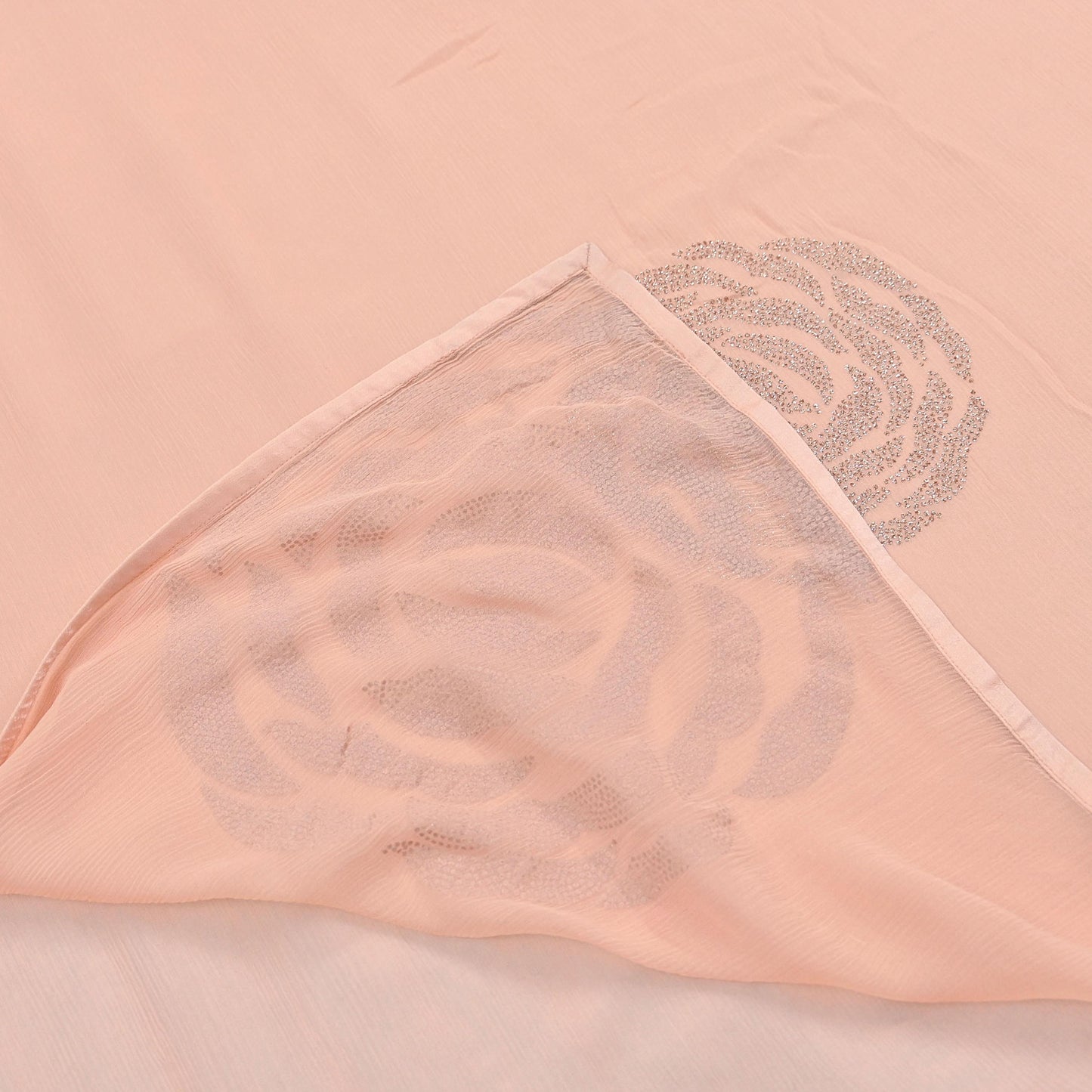 Rare Vintage Peach Pure Chiffon Silk Saree Hand Embroidered Fabric 6 Yards Sari Bollywood Party Wear Ethnic saree With Satin Blouse Fabric