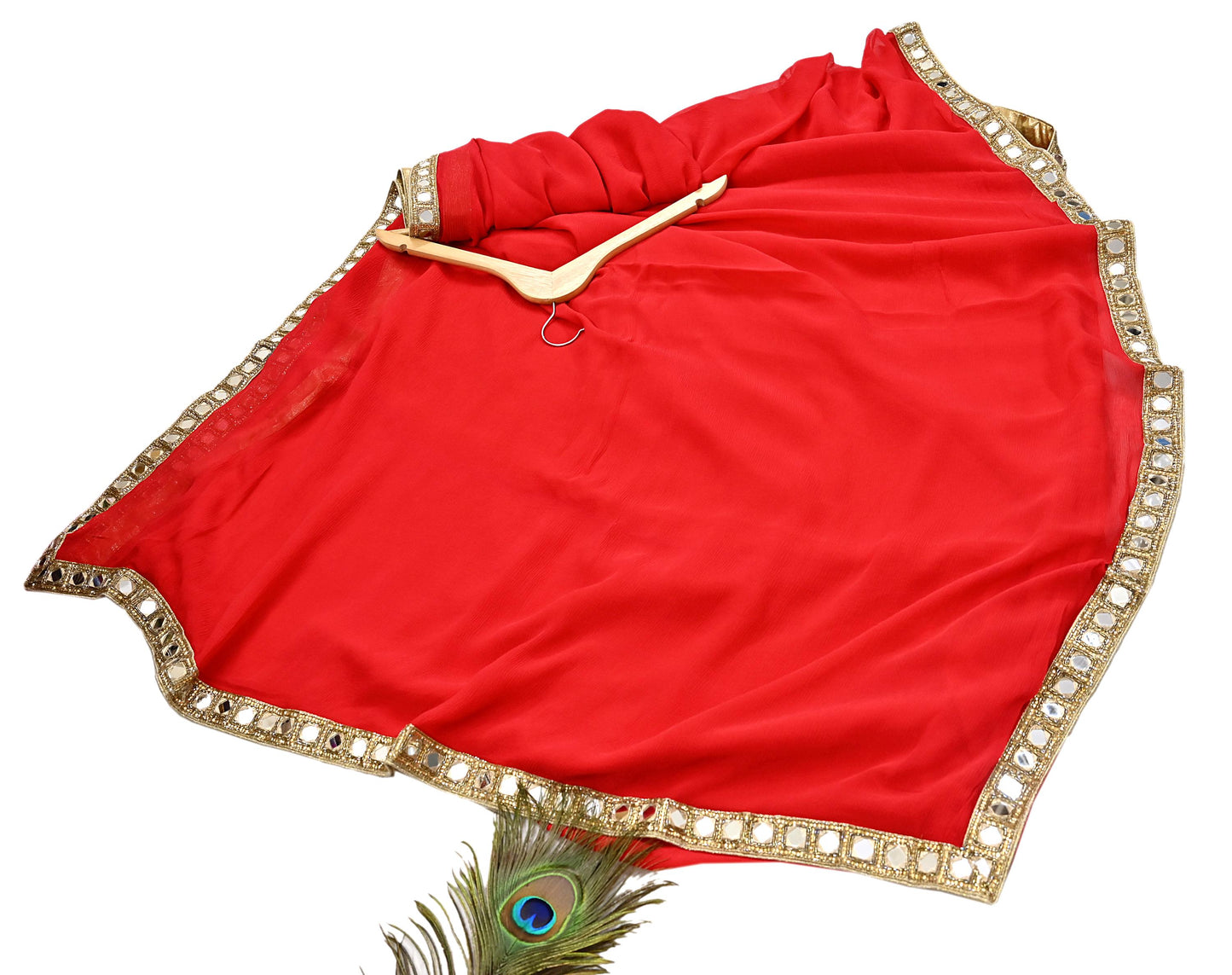 Rare Vintage Red Chiffon Silk Saree Hand Beaded Mirror Sari 5.5 Yards Bollywood Party Wear Ethnic
