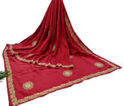 Rare Vintage Red Pure Silk Saree Zardozi Hand Embroidered Designer Sabyasachi Sari 5.5 Yard Bollywood Party Wear