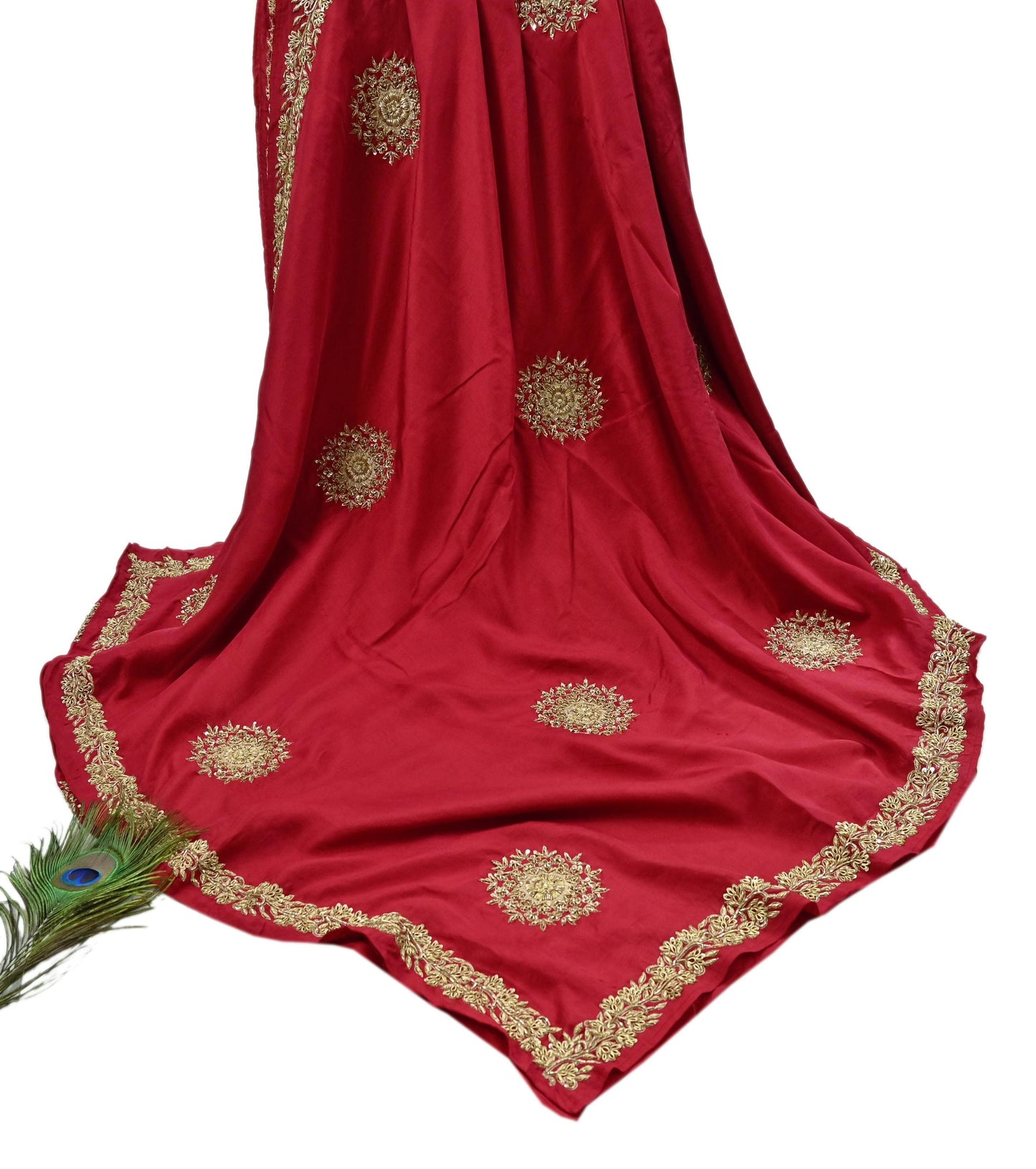 Rare Vintage Red Pure Silk Saree Zardozi Hand Embroidered Designer Sabyasachi Sari 5.5 Yard Bollywood Party Wear