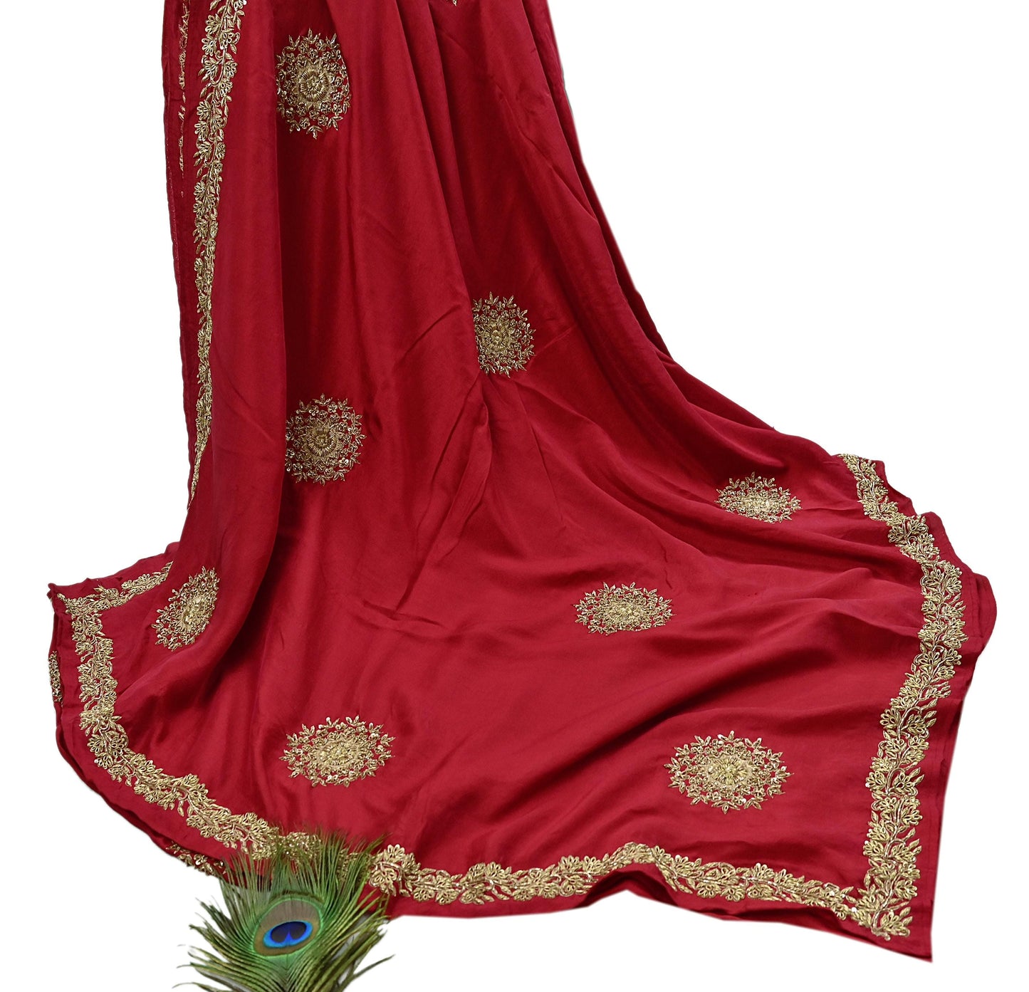 Rare Vintage Red Pure Silk Saree Zardozi Hand Embroidered Designer Sabyasachi Sari 5.5 Yard Bollywood Party Wear