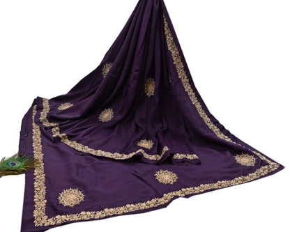 Rare Vintage Purple Pure Silk Saree Zardozi Hand Embroidered Designer Sabyasachi Sari 6 Yard Bollywood Party Wear