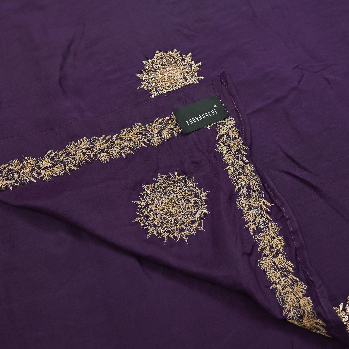 Rare Vintage Purple Pure Silk Saree Zardozi Hand Embroidered Designer Sabyasachi Sari 6 Yard Bollywood Party Wear
