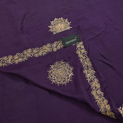 Rare Vintage Purple Pure Silk Saree Zardozi Hand Embroidered Designer Sabyasachi Sari 6 Yard Bollywood Party Wear
