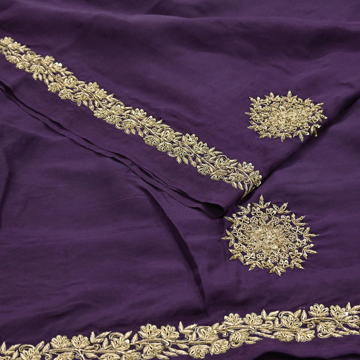 Rare Vintage Purple Pure Silk Saree Zardozi Hand Embroidered Designer Sabyasachi Sari 6 Yard Bollywood Party Wear