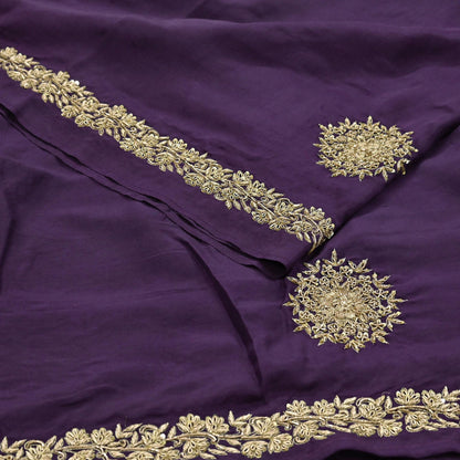 Rare Vintage Purple Pure Silk Saree Zardozi Hand Embroidered Designer Sabyasachi Sari 6 Yard Bollywood Party Wear