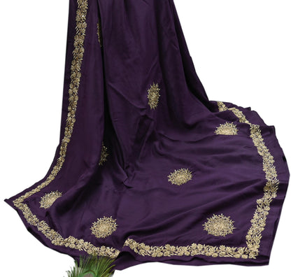 Rare Vintage Purple Pure Silk Saree Zardozi Hand Embroidered Designer Sabyasachi Sari 6 Yard Bollywood Party Wear
