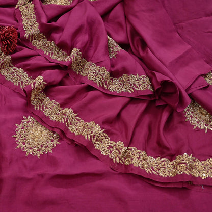 Rare Vintage Pink Pure Silk Saree Zardozi Hand Embroidered Designer Sabyasachi Sari 5.5 Yard Bollywood Party Wear