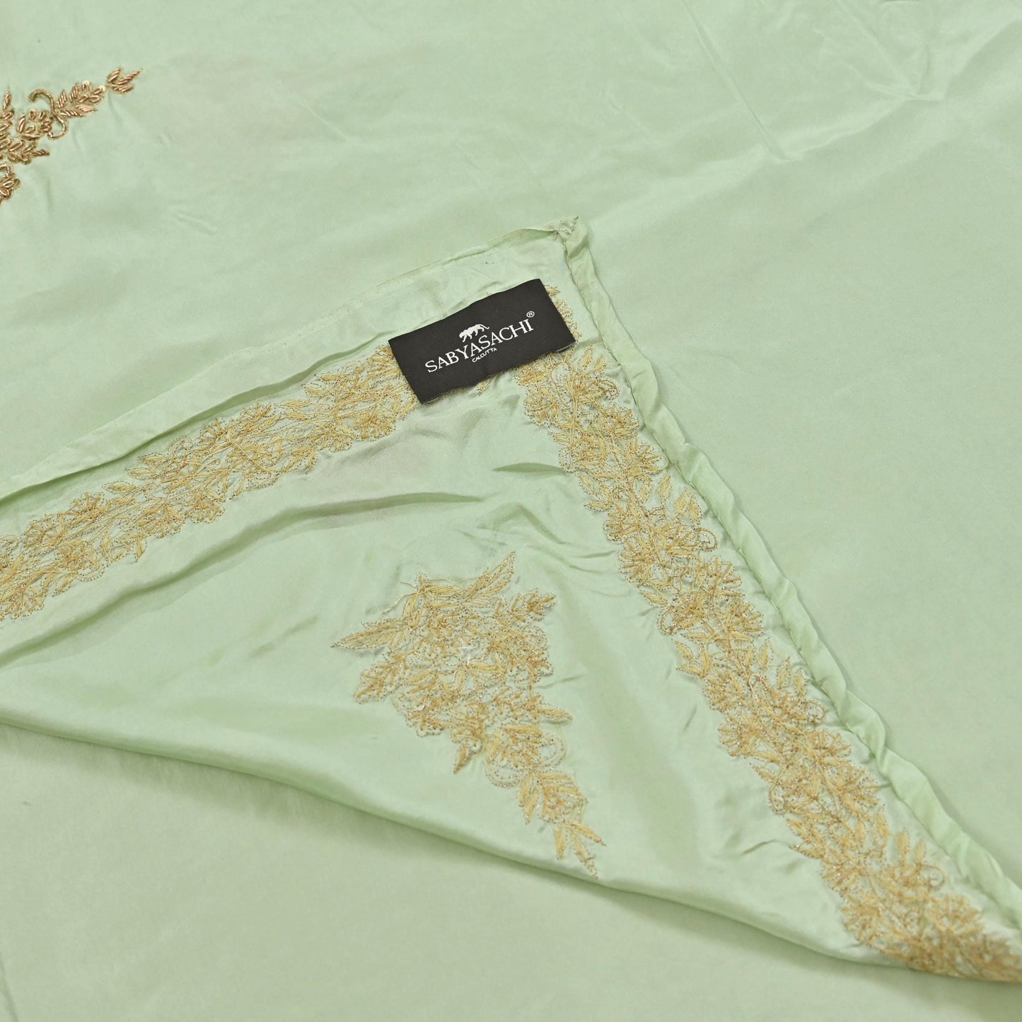 Rare Vintage Pista Green Pure Silk Saree Zardozi Hand Embroidered Designer Sabyasachi Sari 5.5 Yard Bollywood Party Wear