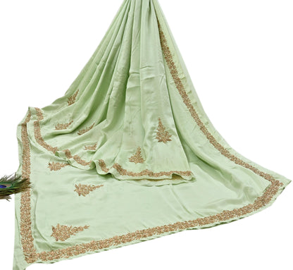 Rare Vintage Pista Green Pure Silk Saree Zardozi Hand Embroidered Designer Sabyasachi Sari 5.5 Yard Bollywood Party Wear