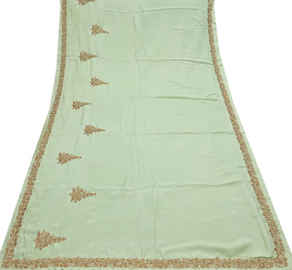 Rare Vintage Pista Green Pure Silk Saree Zardozi Hand Embroidered Designer Sabyasachi Sari 5.5 Yard Bollywood Party Wear