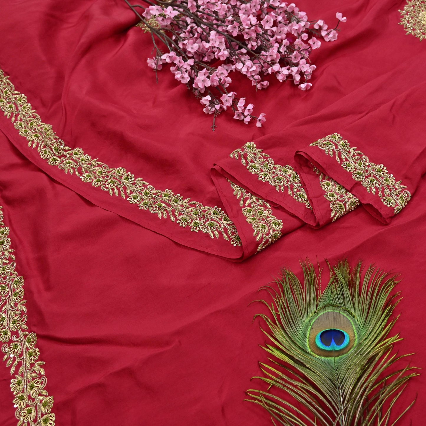 Rare Vintage Red Pure Silk Saree Zardozi Hand Embroidered Designer Sabyasachi Sari 5.5 Yard Bollywood Party Wear