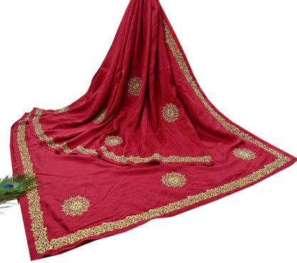 Rare Vintage Red Pure Silk Saree Zardozi Hand Embroidered Designer Sabyasachi Sari 5.5 Yard Bollywood Party Wear