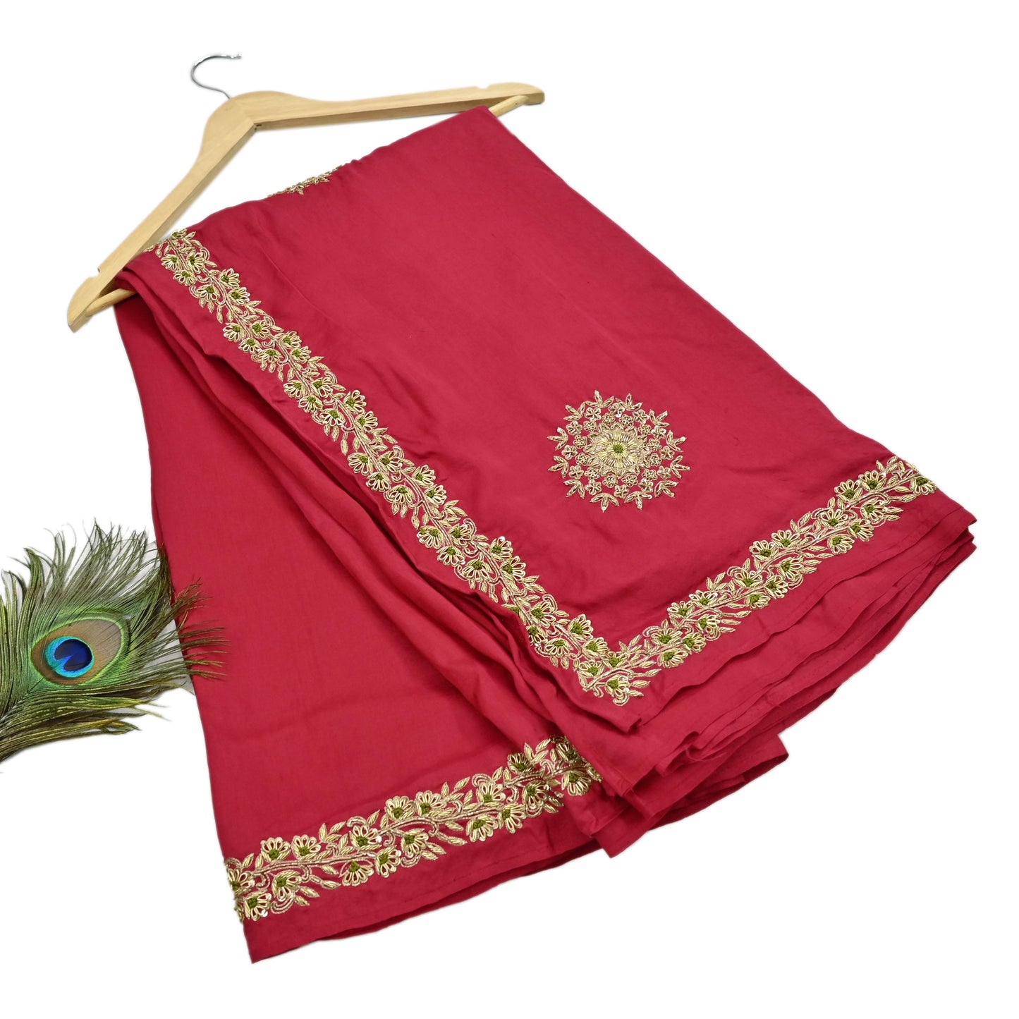 Rare Vintage Red Pure Silk Saree Zardozi Hand Embroidered Designer Sabyasachi Sari 5.5 Yard Bollywood Party Wear
