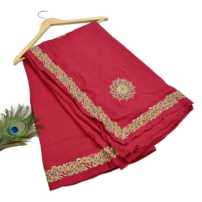 Rare Vintage Red Pure Silk Saree Zardozi Hand Embroidered Designer Sabyasachi Sari 5.5 Yard Bollywood Party Wear