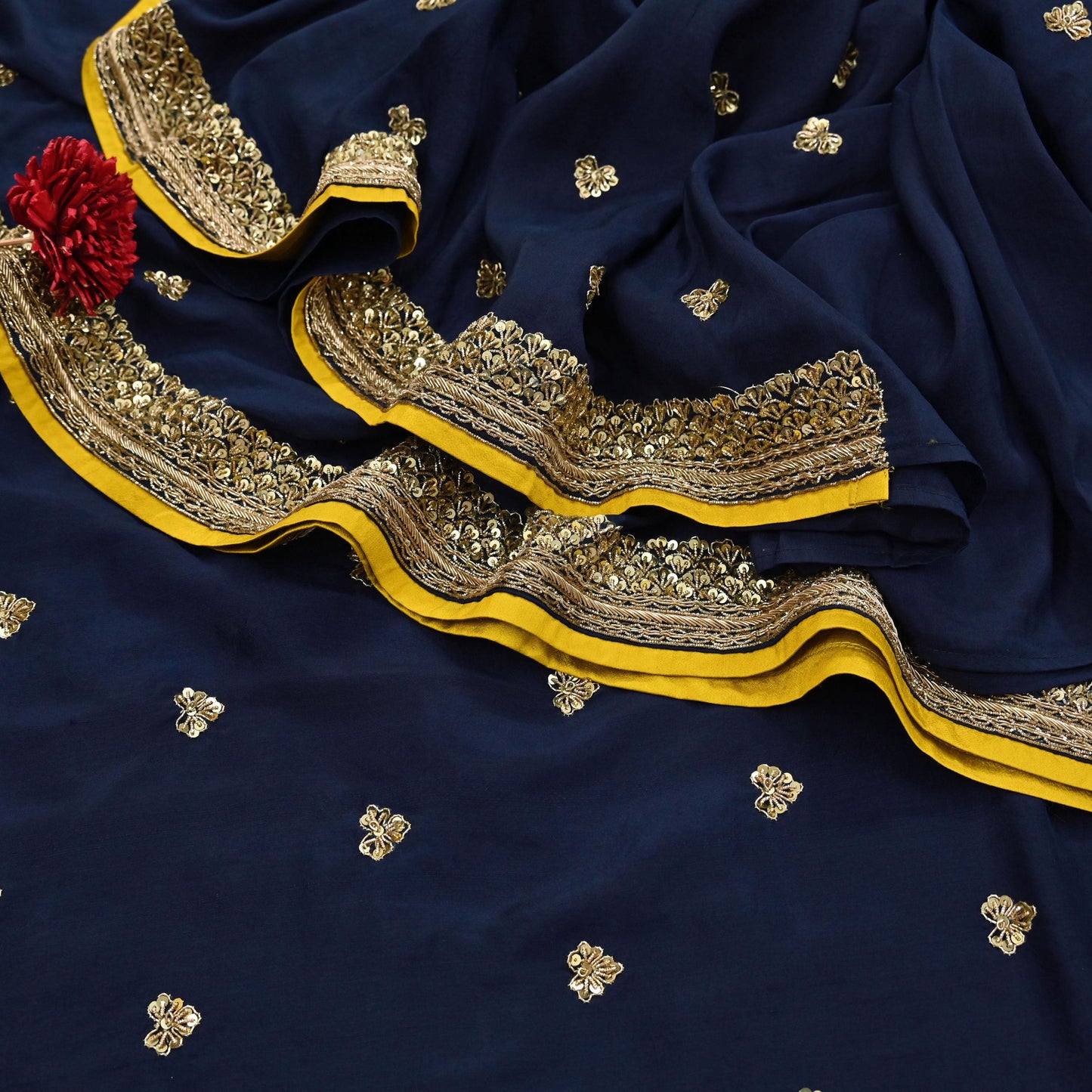 Rare Vintage Deep Blue Pure Silk Saree Zardozi Hand Embroidered Designer Sabyasachi Sari 5.5 Yard Bollywood Party Wear