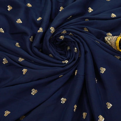 Rare Vintage Deep Blue Pure Silk Saree Zardozi Hand Embroidered Designer Sabyasachi Sari 5.5 Yard Bollywood Party Wear
