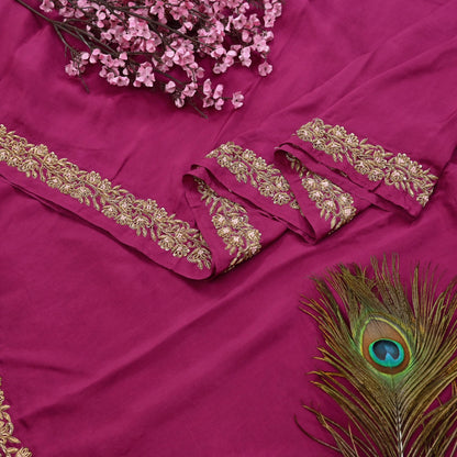 Rare Vintage Purple Pure Silk Saree Zardozi Hand Embroidered Designer Sabyasachi Sari 5.5 Yard Bollywood Party Wear