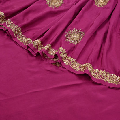 Rare Vintage Purple Pure Silk Saree Zardozi Hand Embroidered Designer Sabyasachi Sari 5.5 Yard Bollywood Party Wear