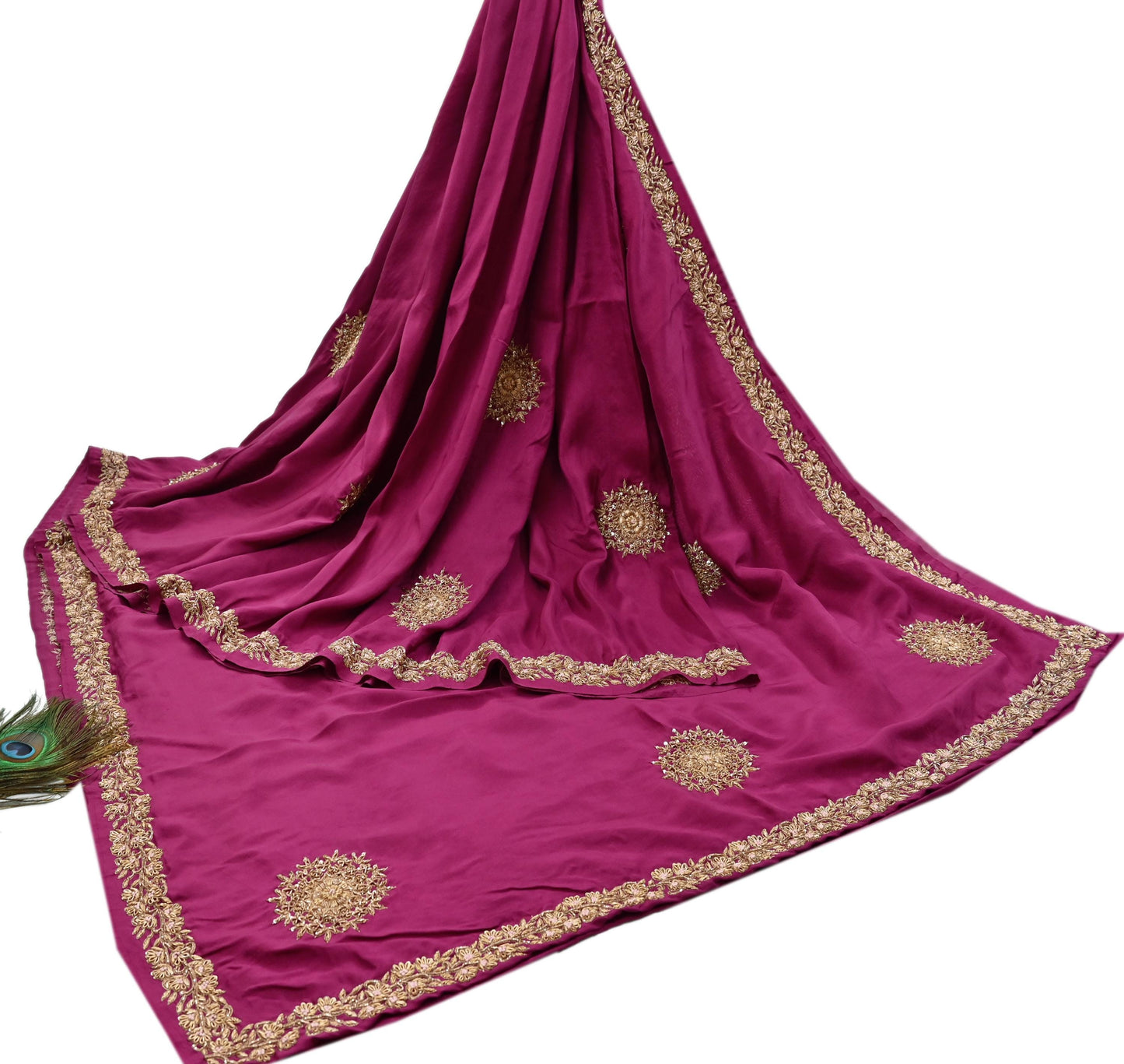 Rare Vintage Purple Pure Silk Saree Zardozi Hand Embroidered Designer Sabyasachi Sari 5.5 Yard Bollywood Party Wear