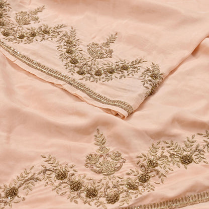 Rare Vintage Light Peach Pure Silk Saree Zardozi Hand Embroidered Designer Sabyasachi Sari 5.5 Yard Bollywood Party Wear