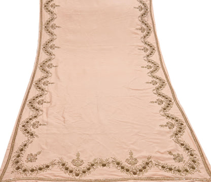 Rare Vintage Light Peach Pure Silk Saree Zardozi Hand Embroidered Designer Sabyasachi Sari 5.5 Yard Bollywood Party Wear