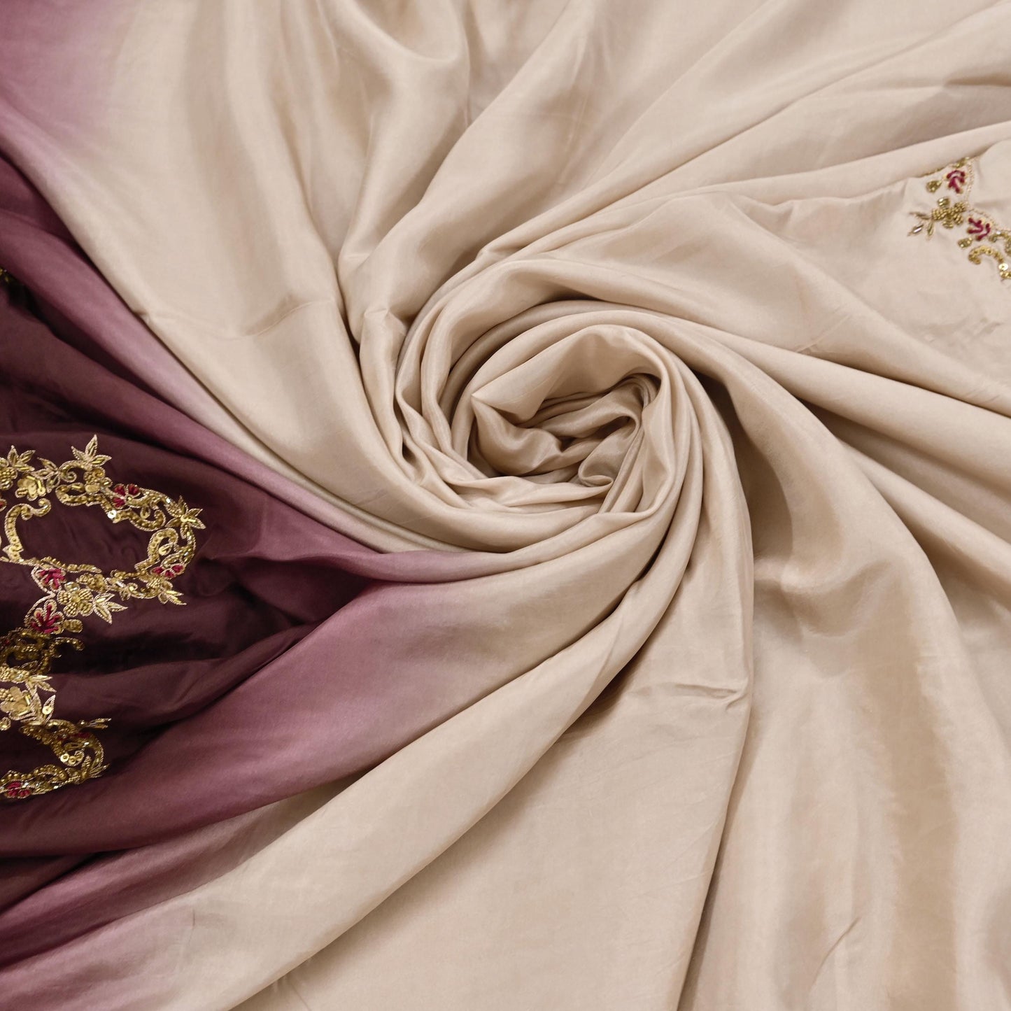 Rare Vintage Brown & Beige Pure Silk Saree Zardozi Hand Embroidered Designer Sabyasachi Sari 5.5 Yard Bollywood Party Wear